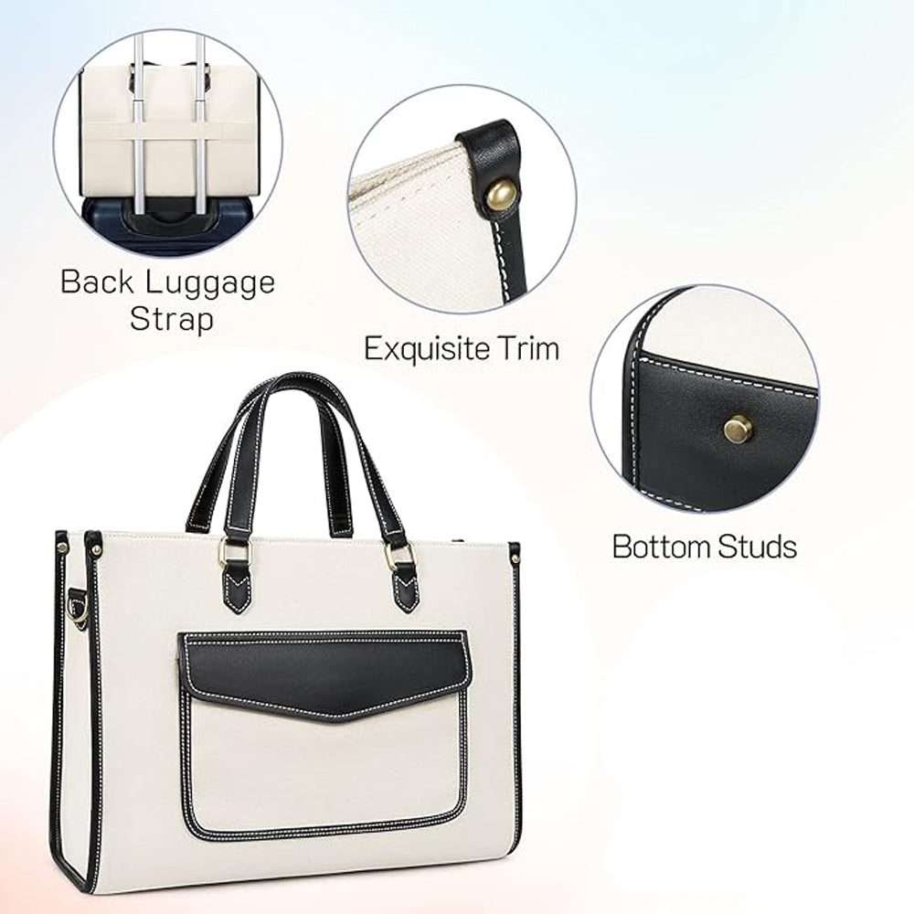 Canvas Laptop Tote Bag 14 Inch Casual Briefcase Handbag
