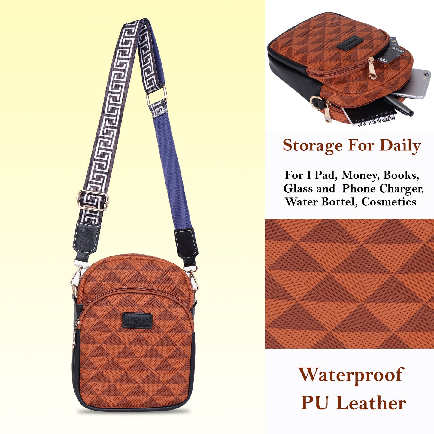 Womanix Small Crossbody Cell Phone Bag for Women, Mini Over Shoulder Handbag Purse Women’s Mobile Sling Bag with Holder Wallet. (0106)