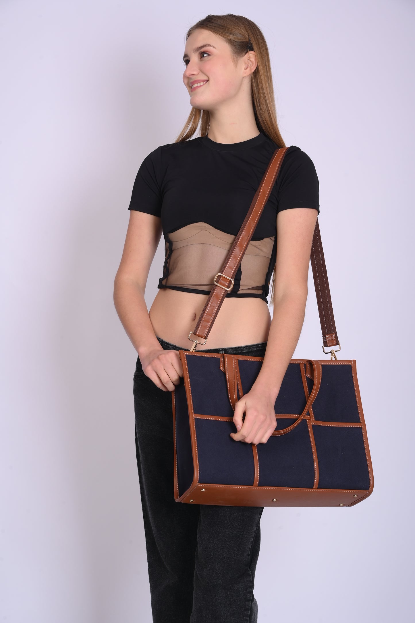 Women Canvas Laptop Tote Bag 14 inch Casual Briefcase Handbag
