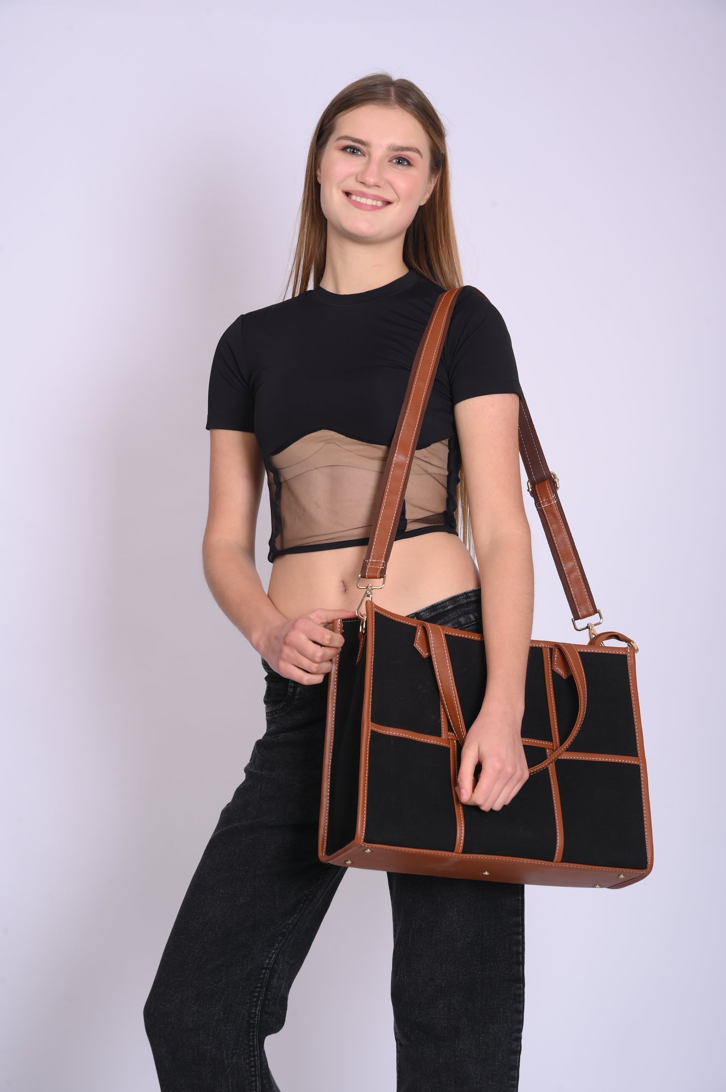 Women Canvas Laptop Tote Bag 14 inch Casual Briefcase Handbag