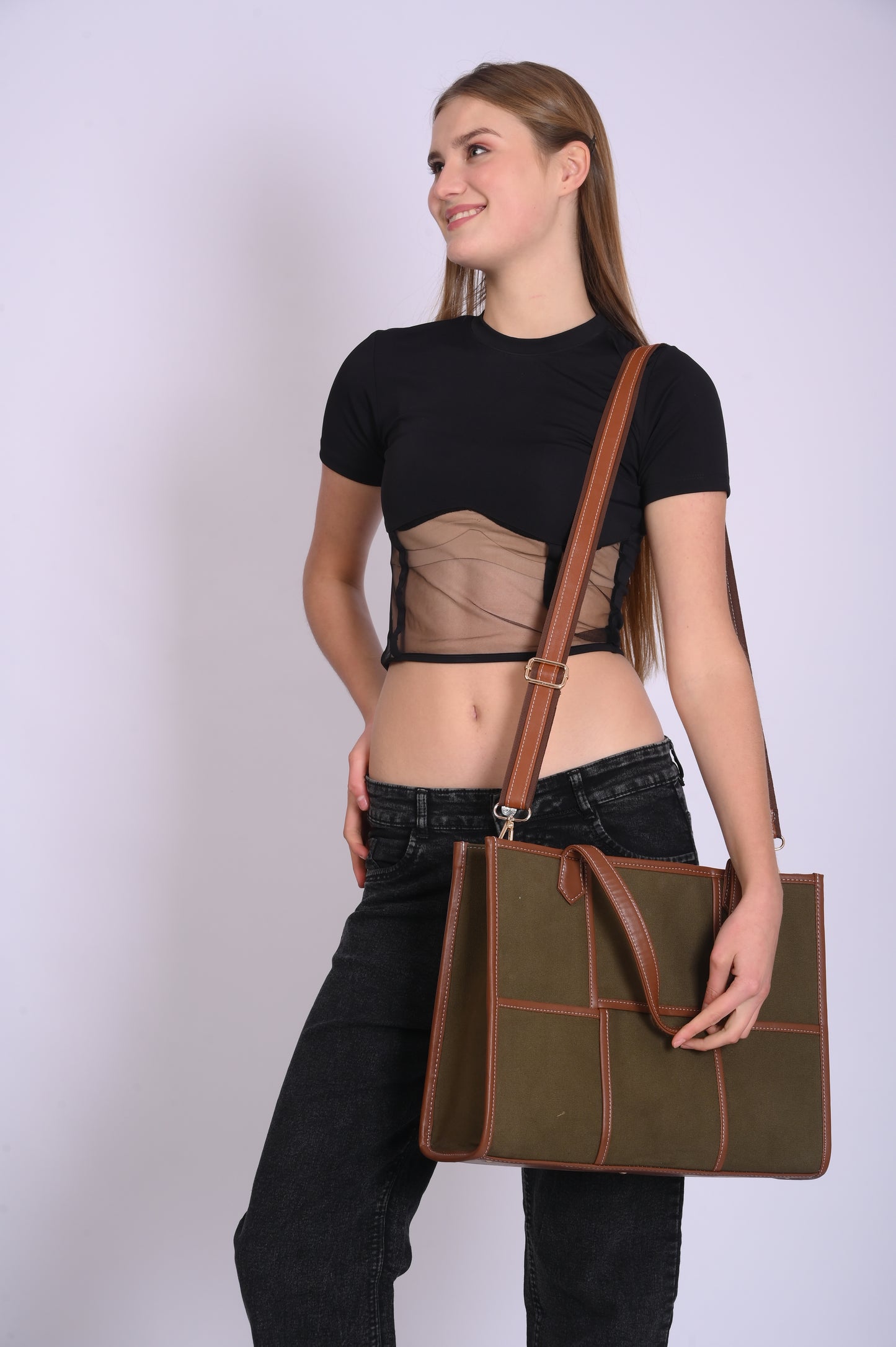 Women Canvas Laptop Tote Bag 14 inch Casual Briefcase Handbag
