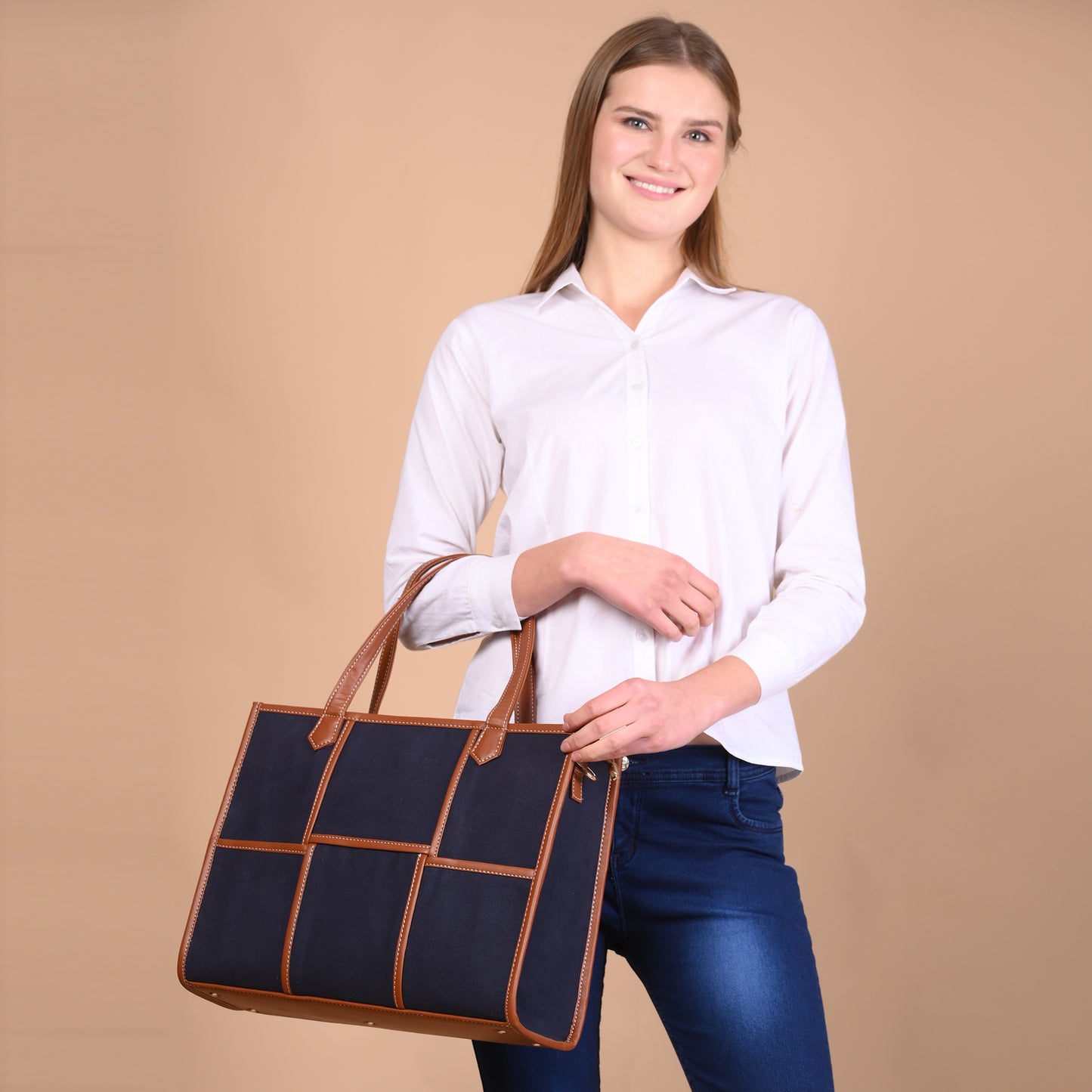 Women Canvas Laptop Tote Bag 14 inch Casual Briefcase Handbag