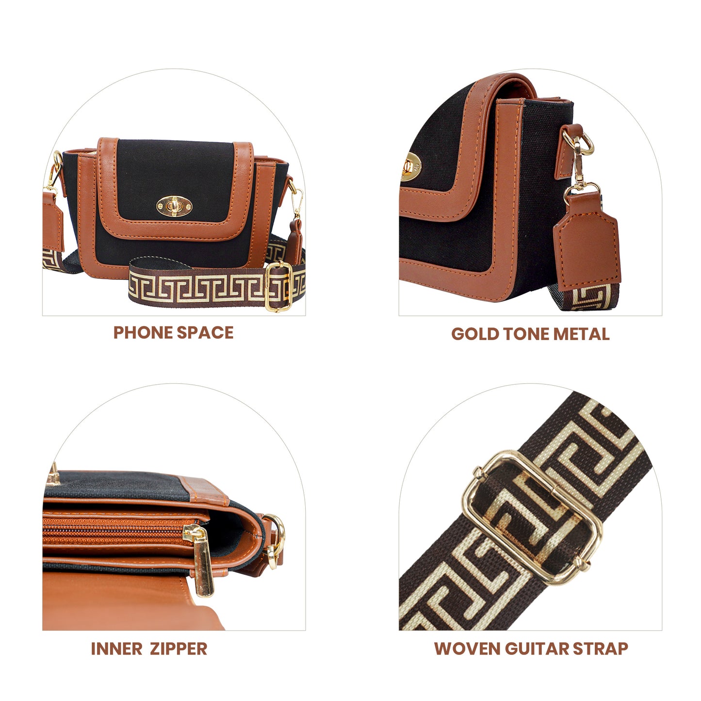 Canvas Shoulder Sling Bag with Adjustable Strap, Small Trendy Sling Crossbody Bag