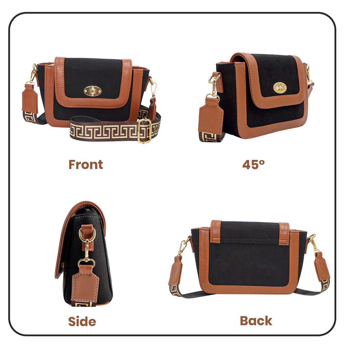 Canvas Shoulder Sling Bag with Adjustable Strap, Small Trendy Sling Crossbody Bag
