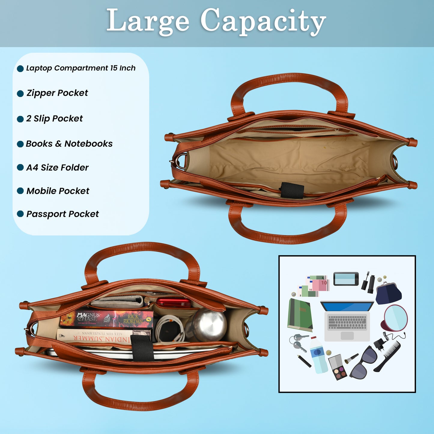 Women Canvas Laptop Tote Bags College Bag 14 inch Briefcase, Handbag for Office.