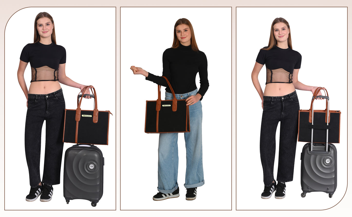 Women Canvas Laptop Tote Bags College Bag 14 inch Briefcase, Handbag for Office.