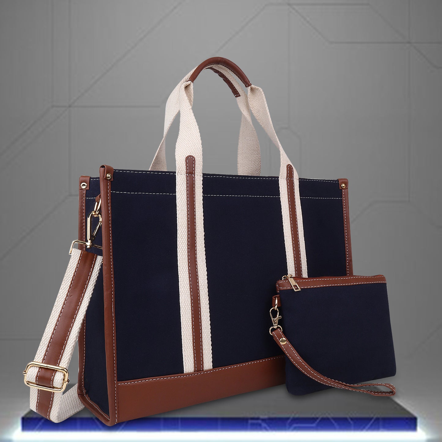 Canvas Laptop Tote Bag 14 inch Casual Briefcase Handbag