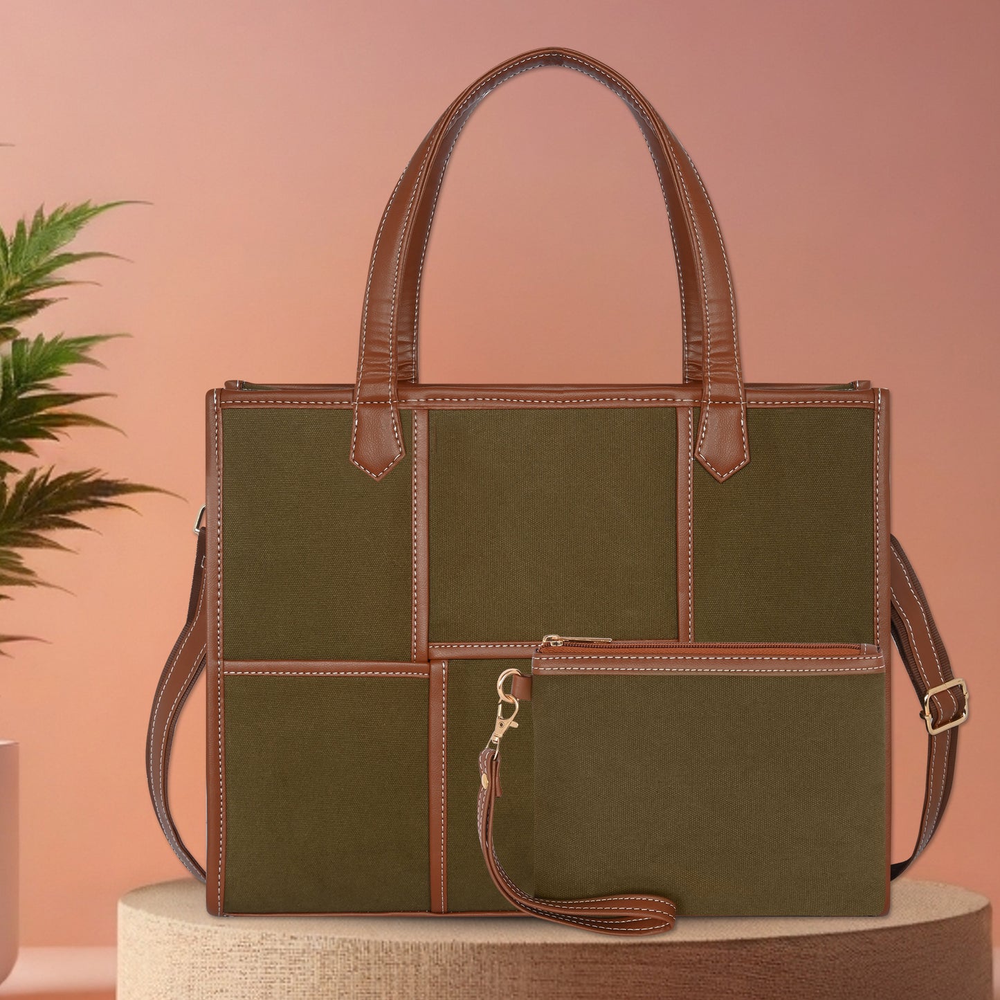 Women Canvas Laptop Tote Bag 14 inch Casual Briefcase Handbag