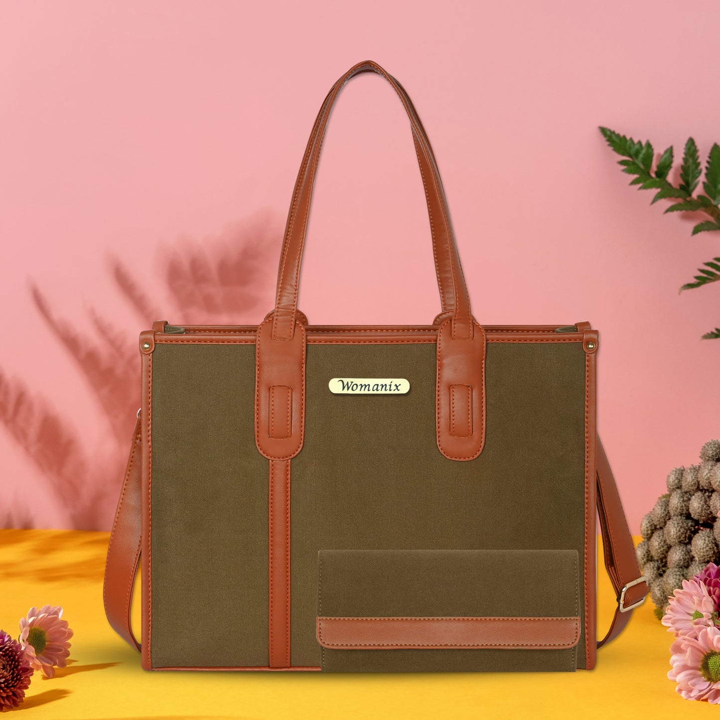 Women Canvas Laptop Tote Bags College Bag 14 inch Briefcase, Handbag for Office.