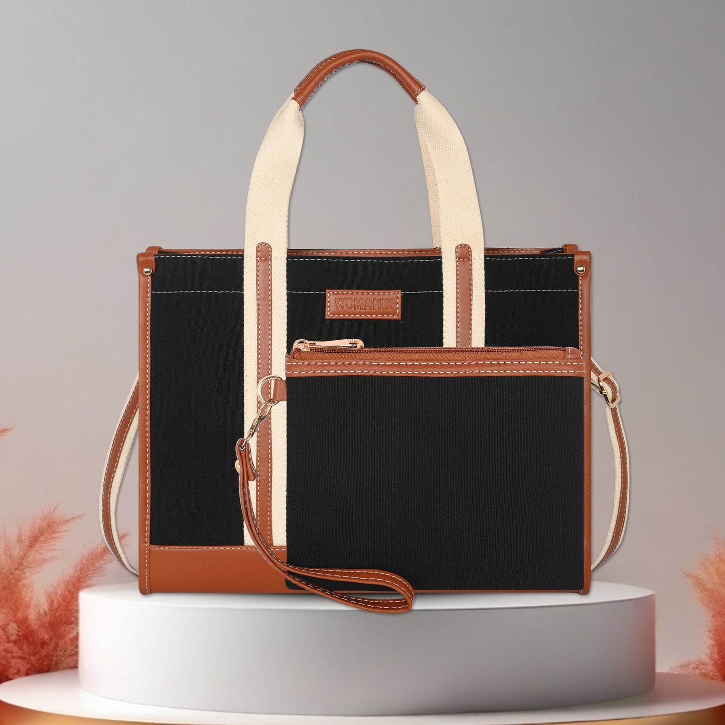 Canvas Laptop Tote Bag 14 inch Casual Briefcase Handbag