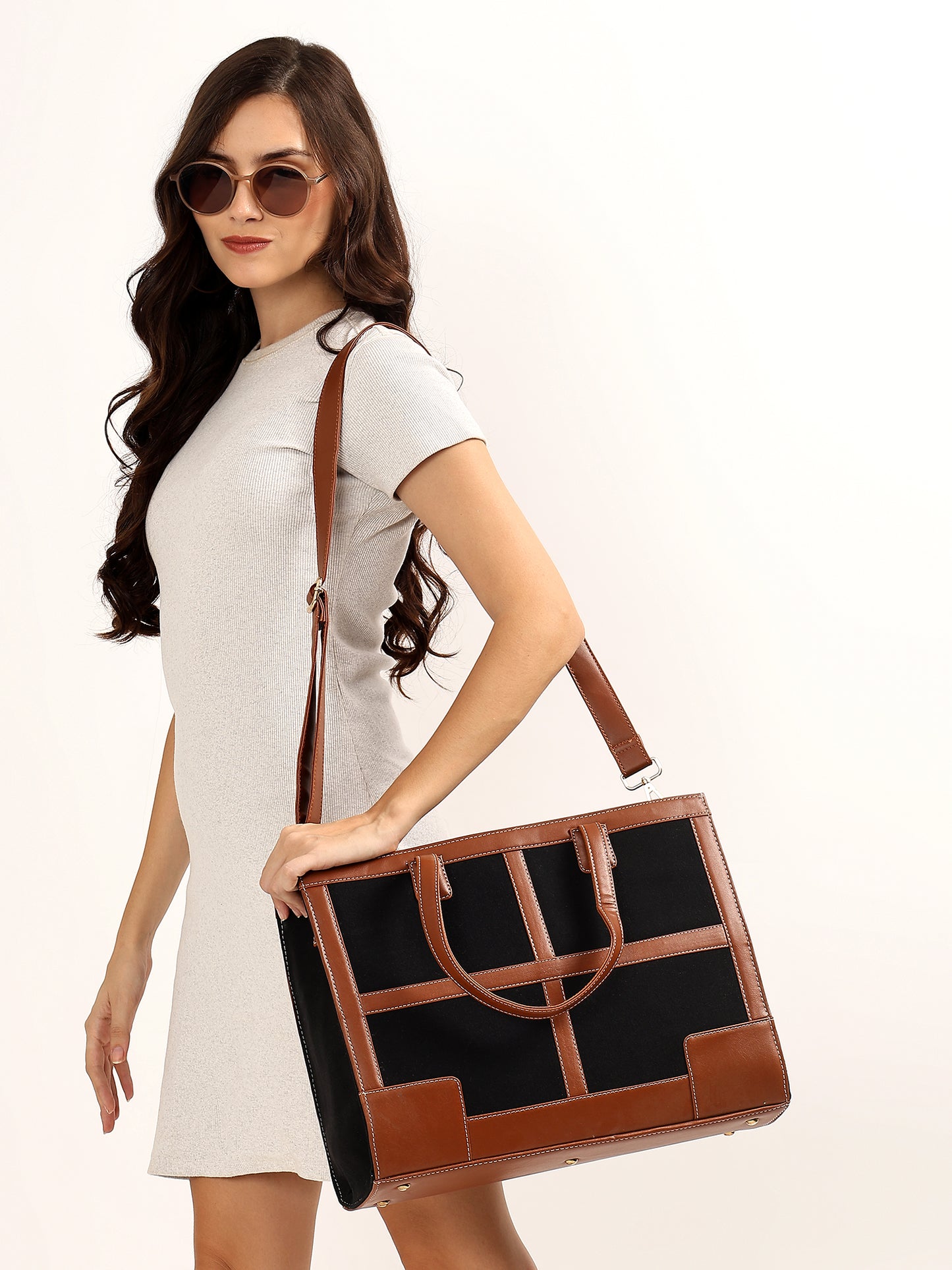 Canvas Laptop Tote Bag 14 inch Casual Briefcase Handbag