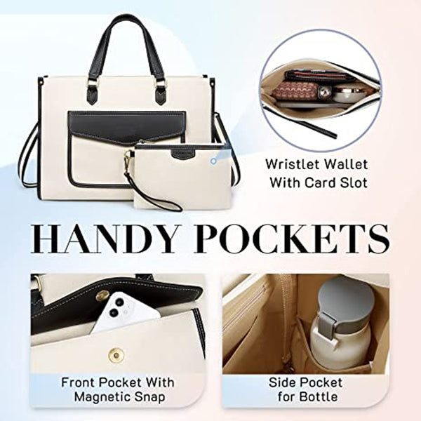 Canvas Laptop Tote Bag 14 Inch Casual Briefcase Handbag