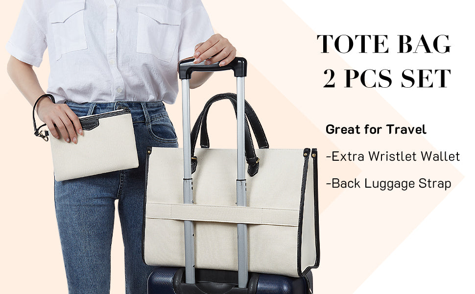 Canvas Laptop Tote Bag 14 Inch Casual Briefcase Handbag