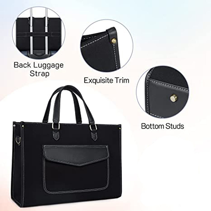 Canvas Laptop Tote Bag 14 Inch Casual Briefcase Handbag