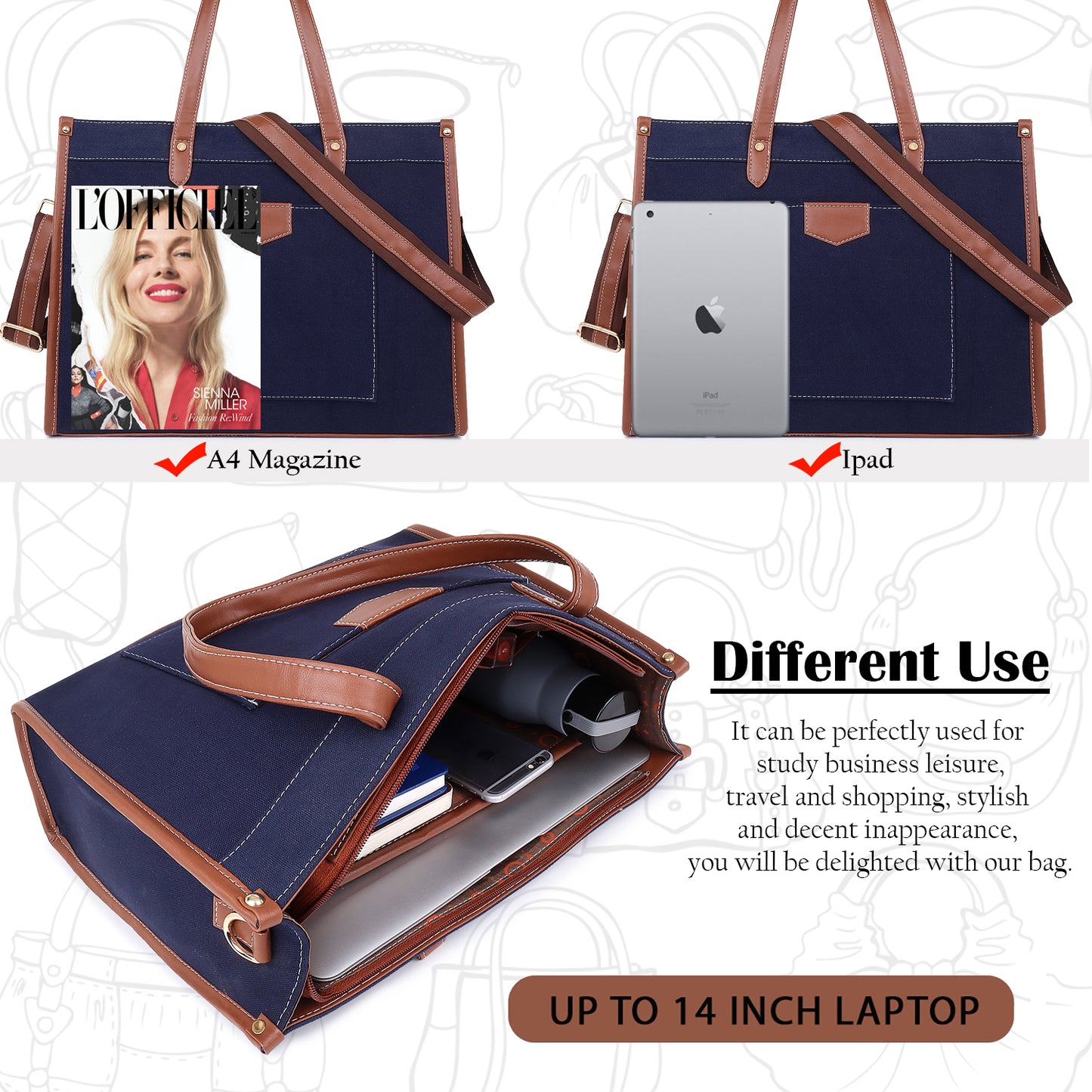 Noir Charm Laptop Tote