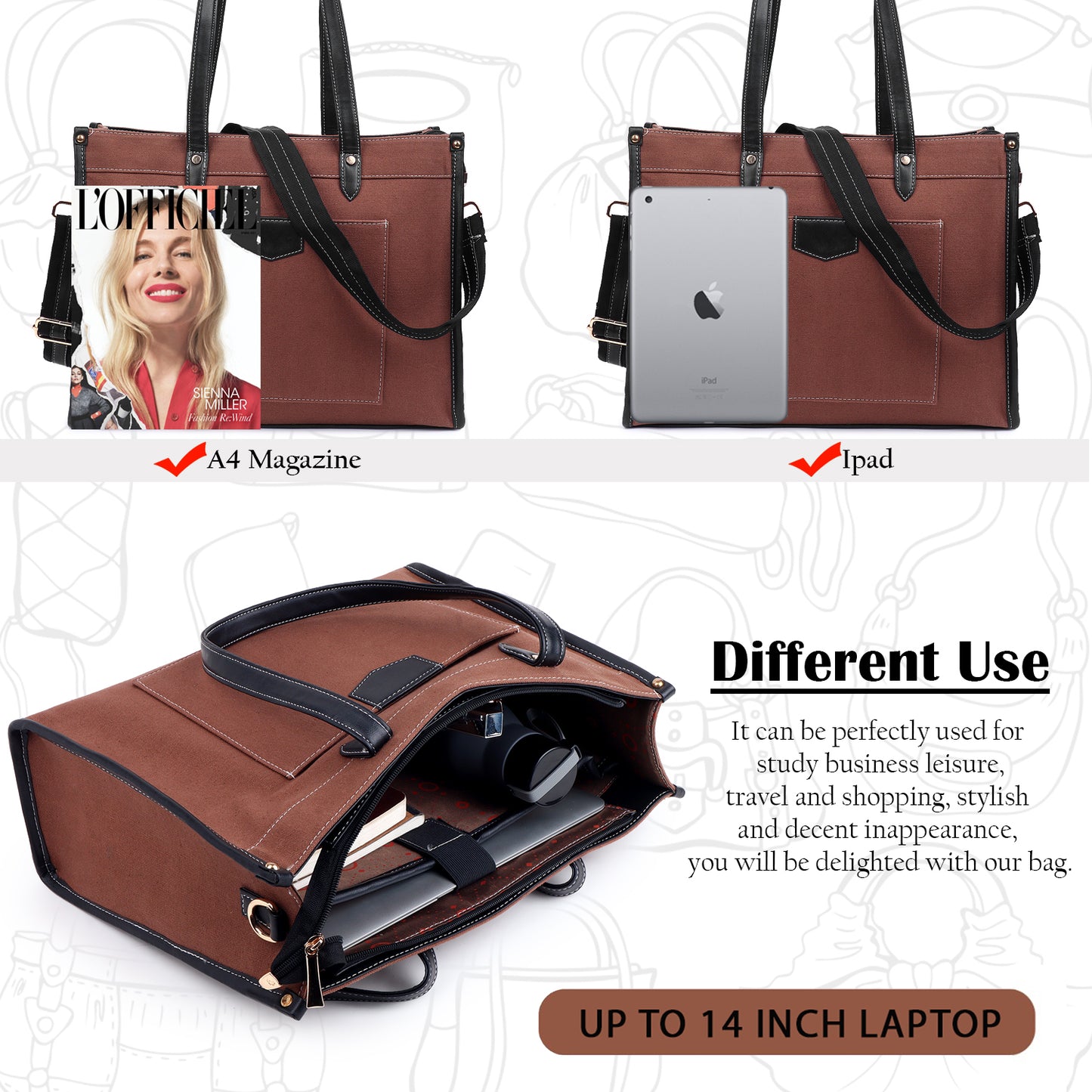 Noir Charm Laptop Tote