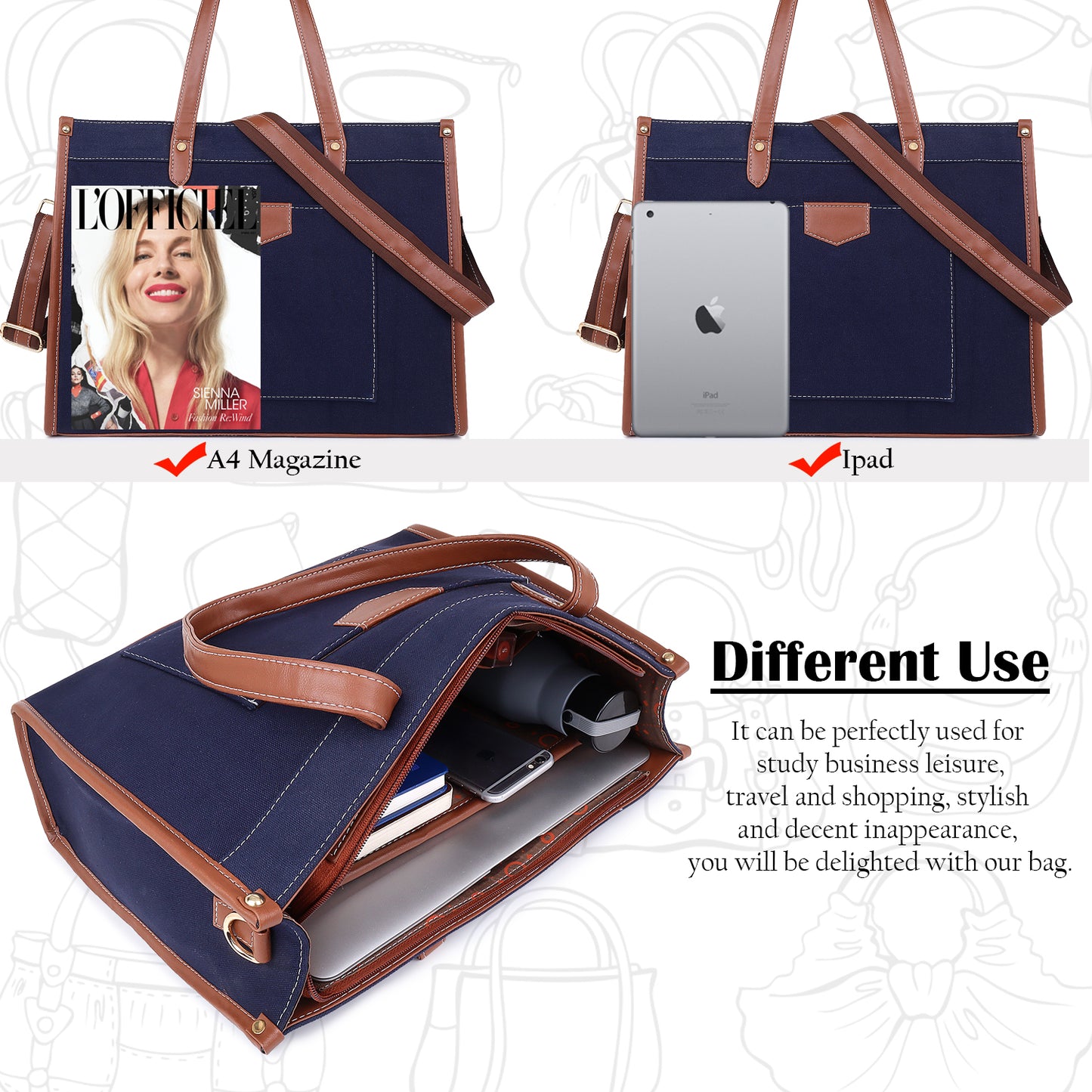Noir Charm Laptop Tote
