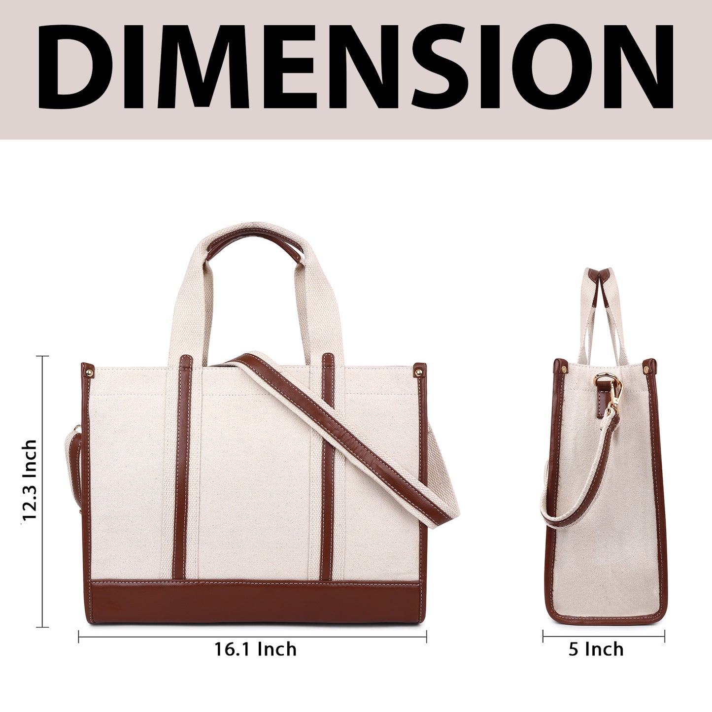 Canvas Laptop Tote Bag 14 inch Casual Briefcase Handbag