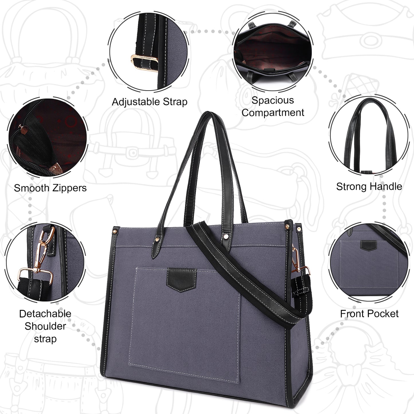 Noir Charm Laptop Tote