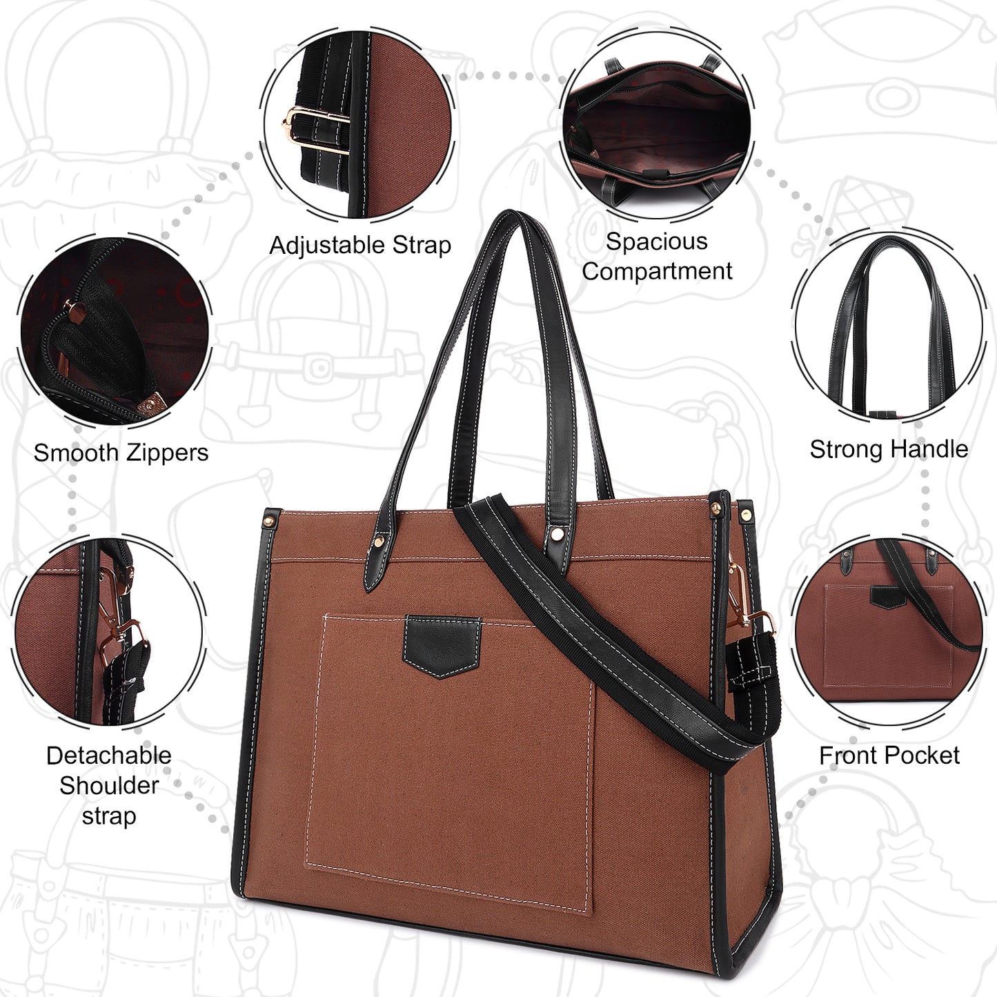 Noir Charm Laptop Tote