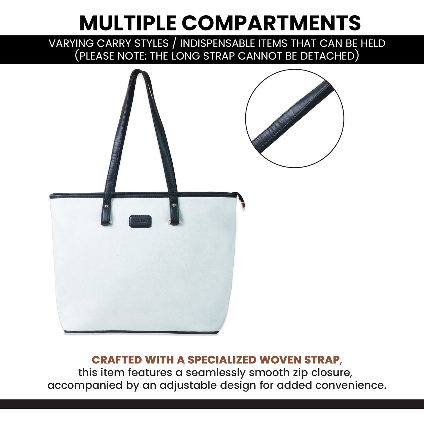 Womanix Canvas Laptop Tote Bag 14 inch Handbag