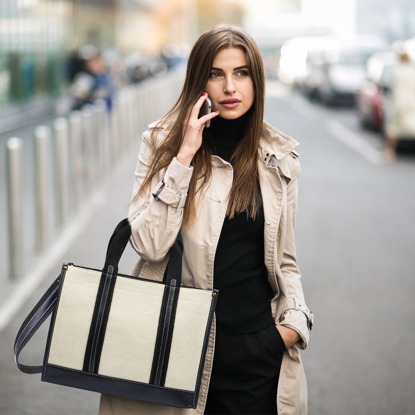 Canvas Laptop Tote Bag 14 inch Casual Briefcase Handbag