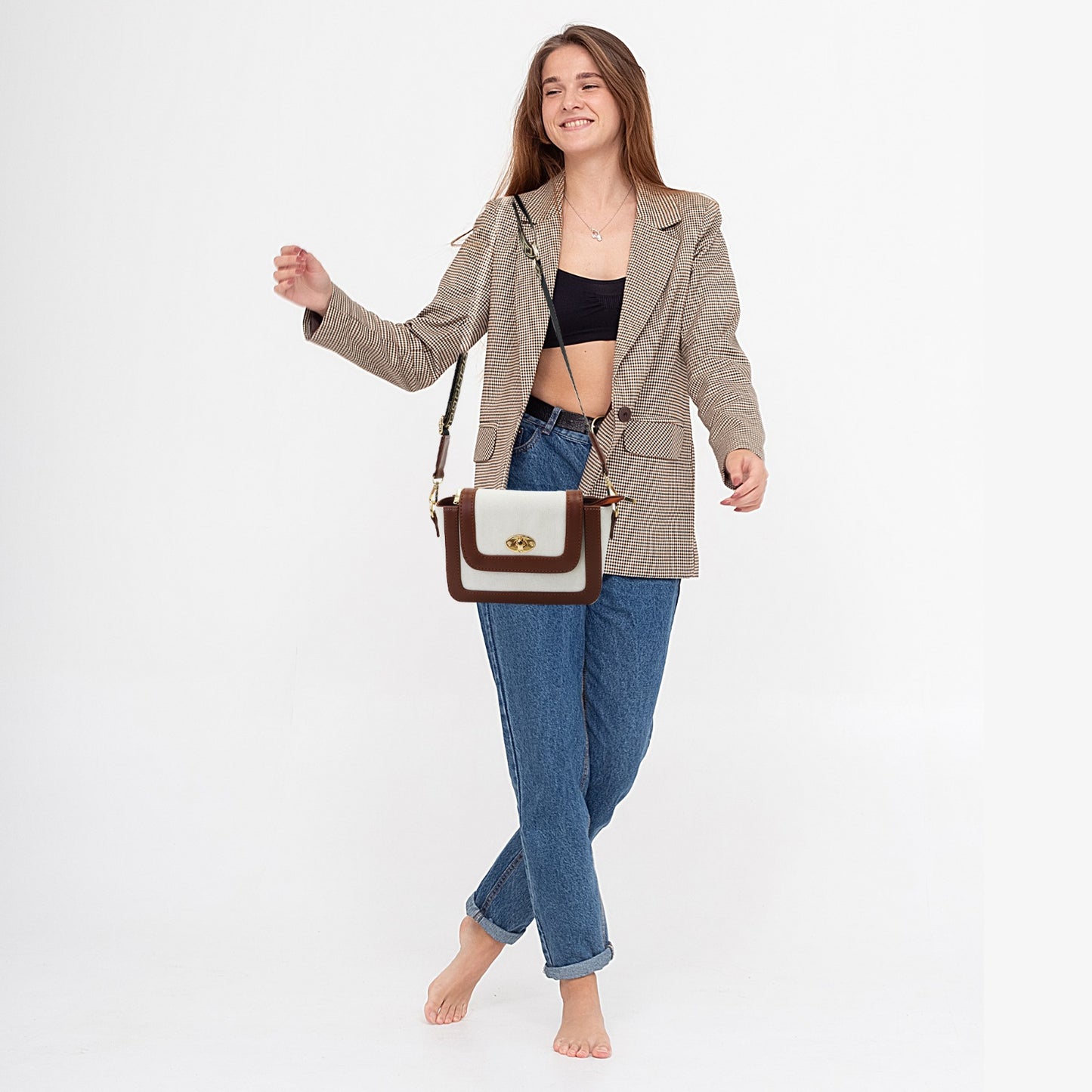 Canvas Shoulder Sling Bag with Adjustable Strap, Small Trendy Sling Crossbody Bag