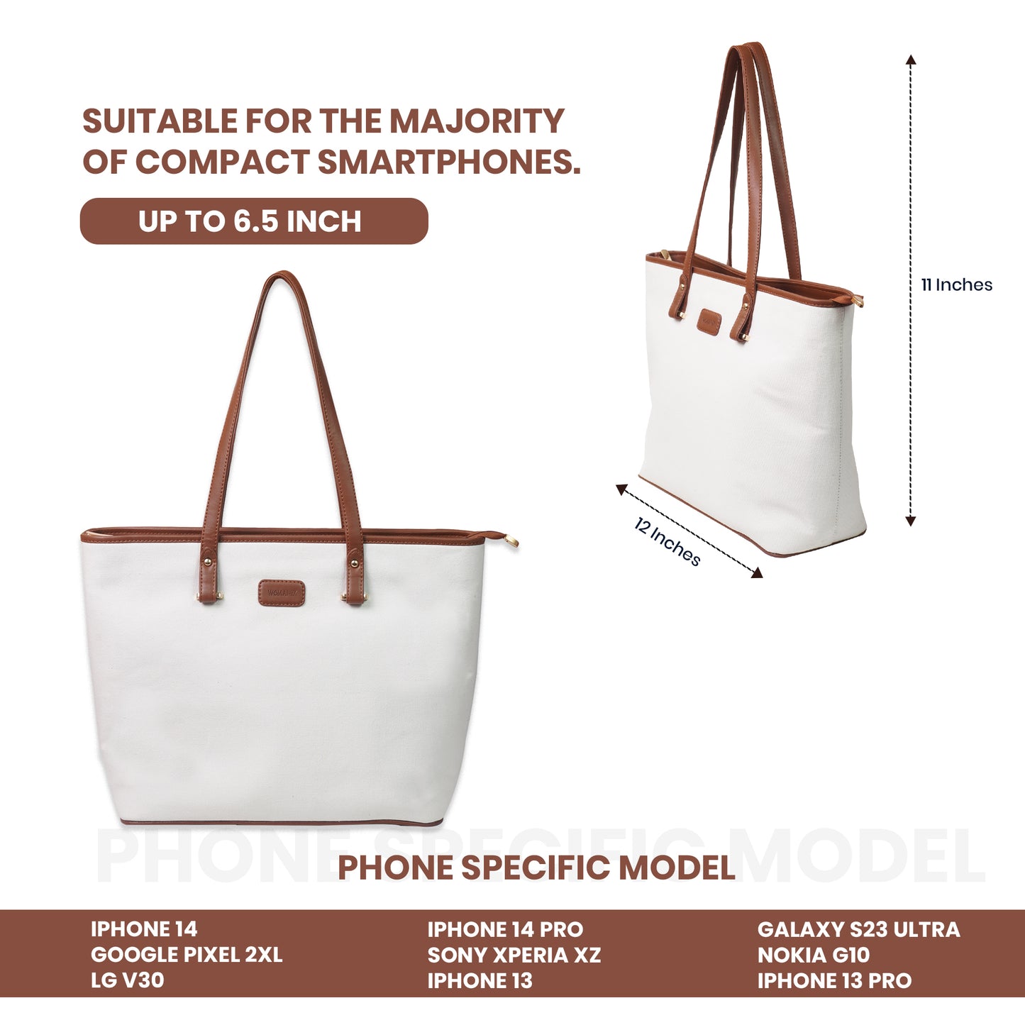Womanix Canvas Laptop Tote Bag 14 inch Handbag