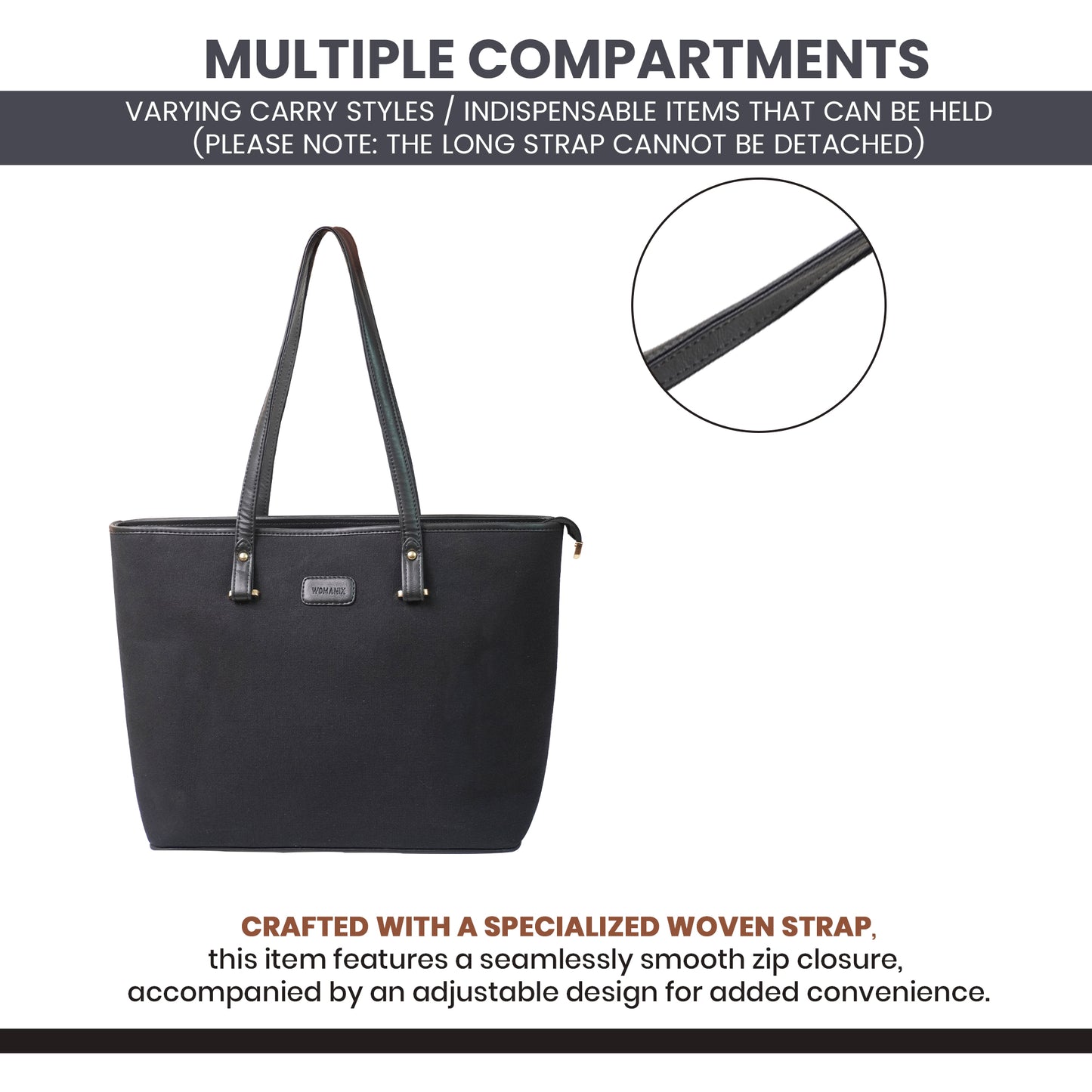 Womanix Canvas Laptop Tote Bag 14 inch Handbag