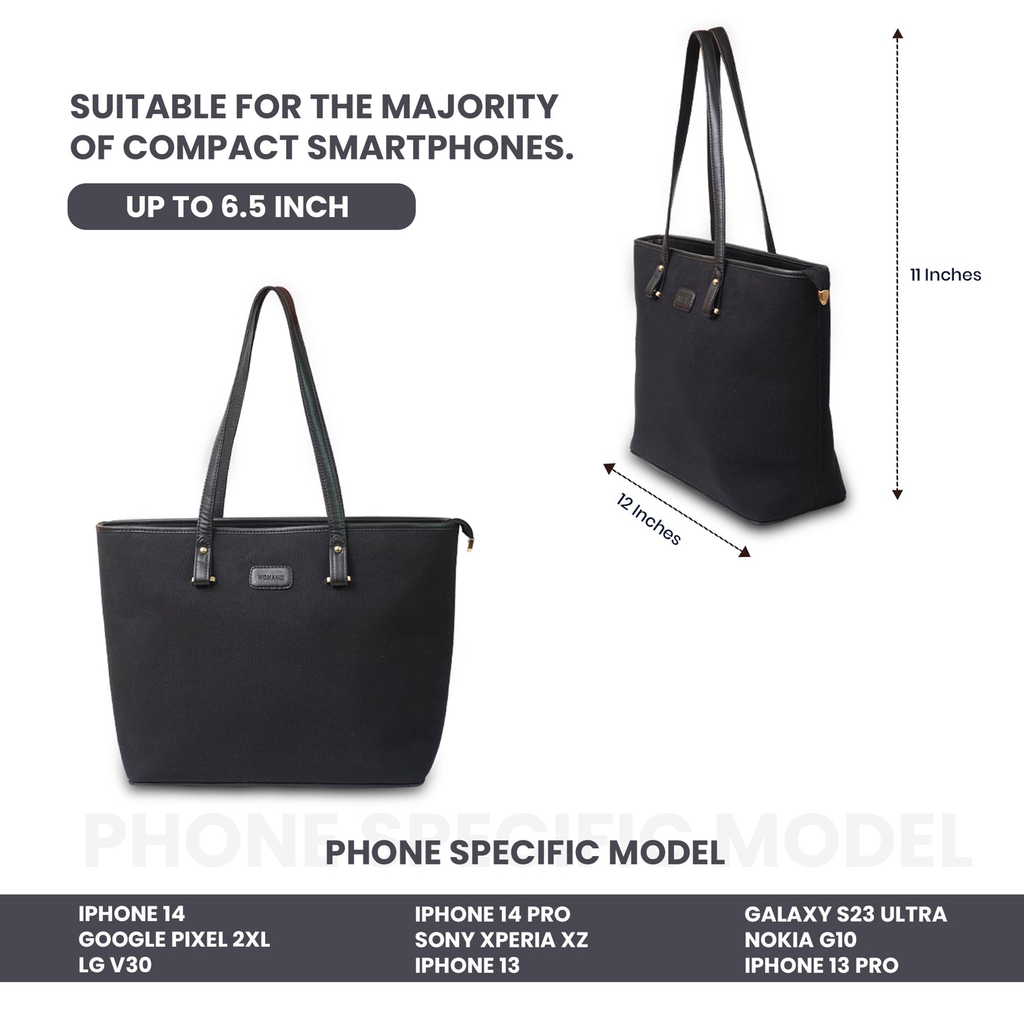 Womanix Canvas Laptop Tote Bag 14 inch Handbag
