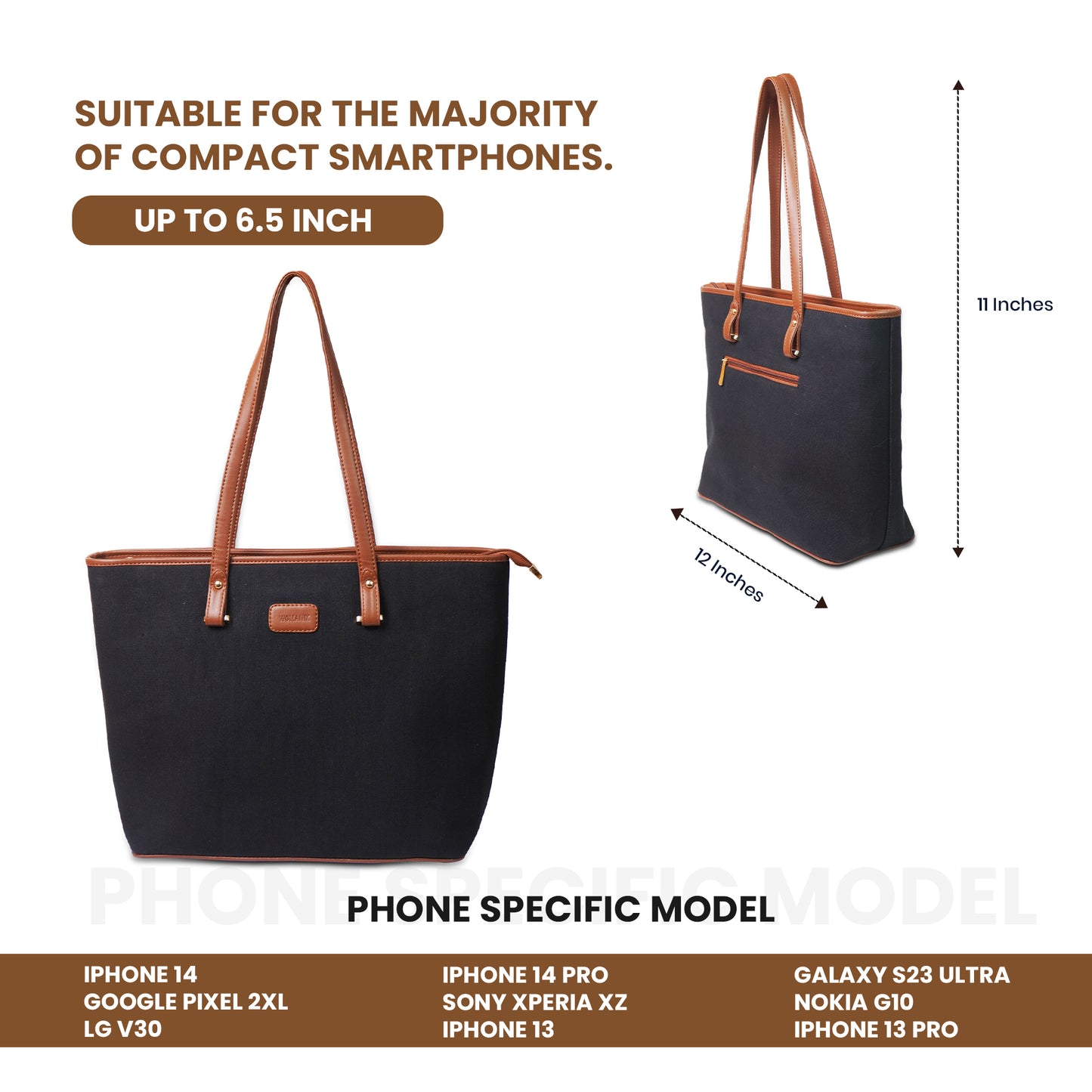 Womanix Canvas Laptop Tote Bag 14 inch Handbag