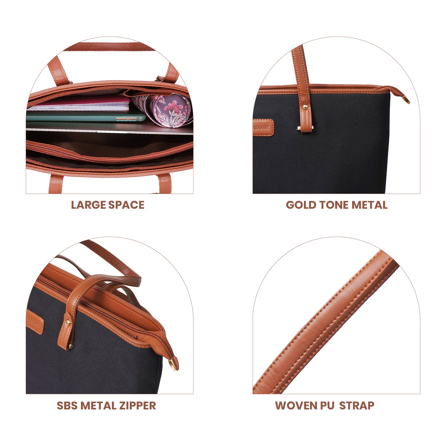 Womanix Canvas Laptop Tote Bag 14 inch Handbag