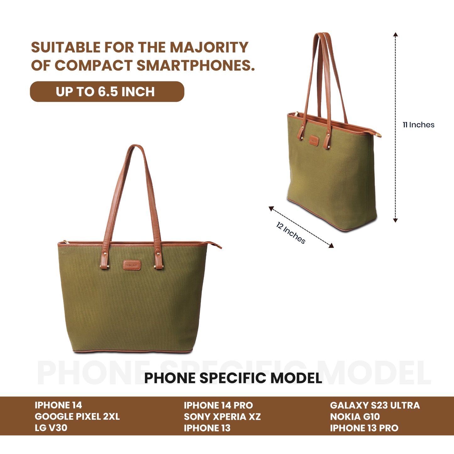 Womanix Canvas Laptop Tote Bag 14 inch Handbag