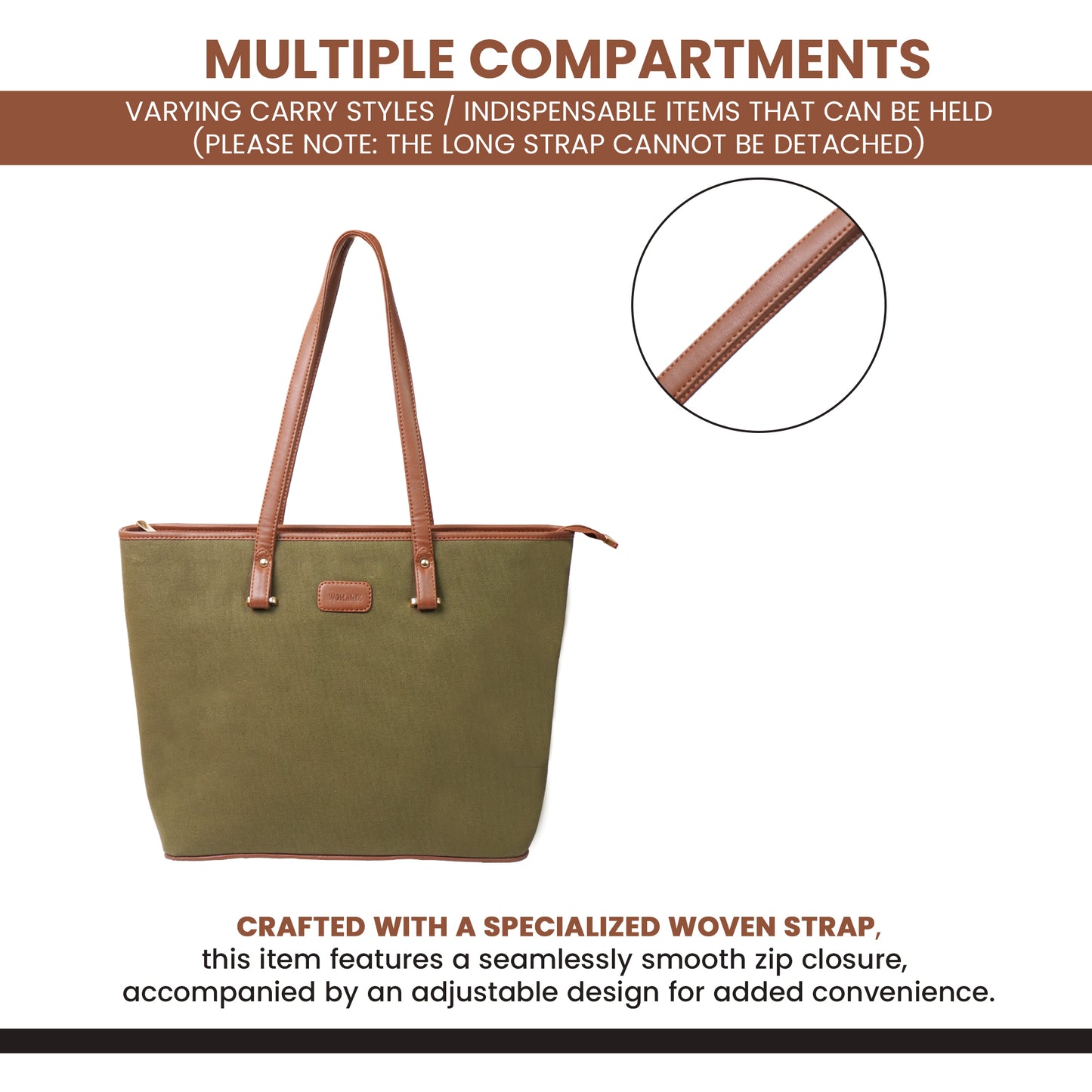 Womanix Canvas Laptop Tote Bag 14 inch Handbag