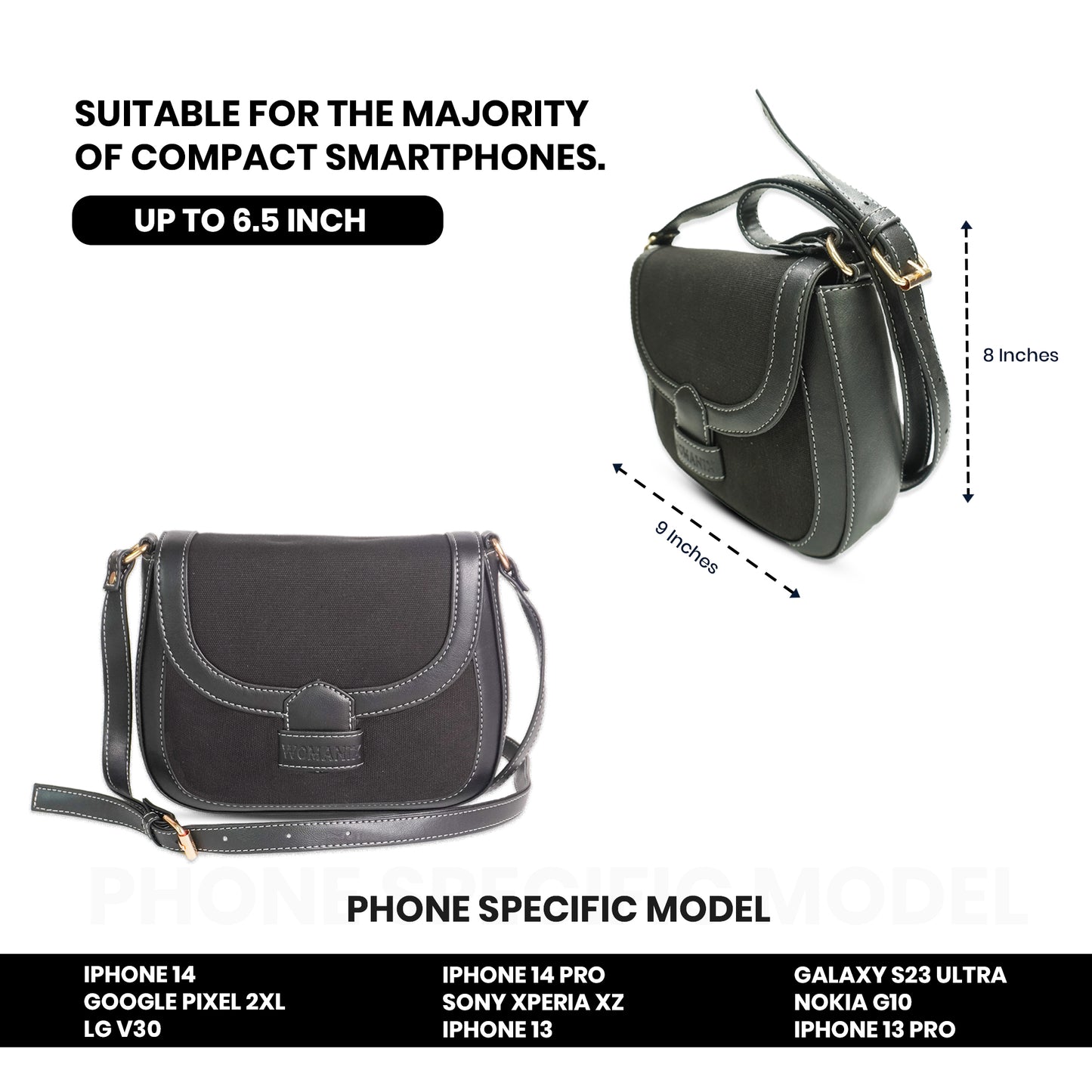 Womanix Canvas Sling Bag, Shoulder Bag with Adjustable Strap