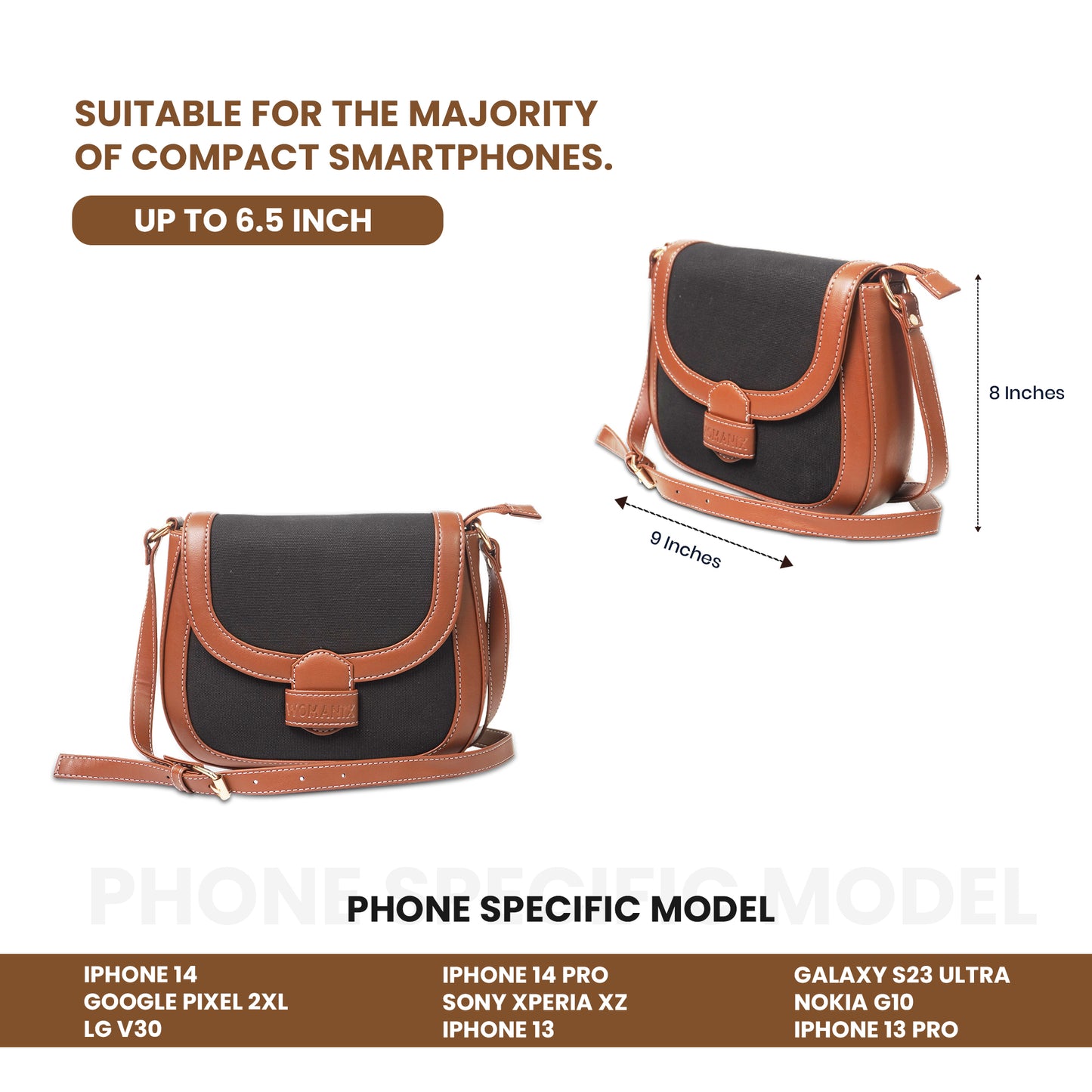 Womanix Canvas Sling Bag, Shoulder Bag with Adjustable Strap