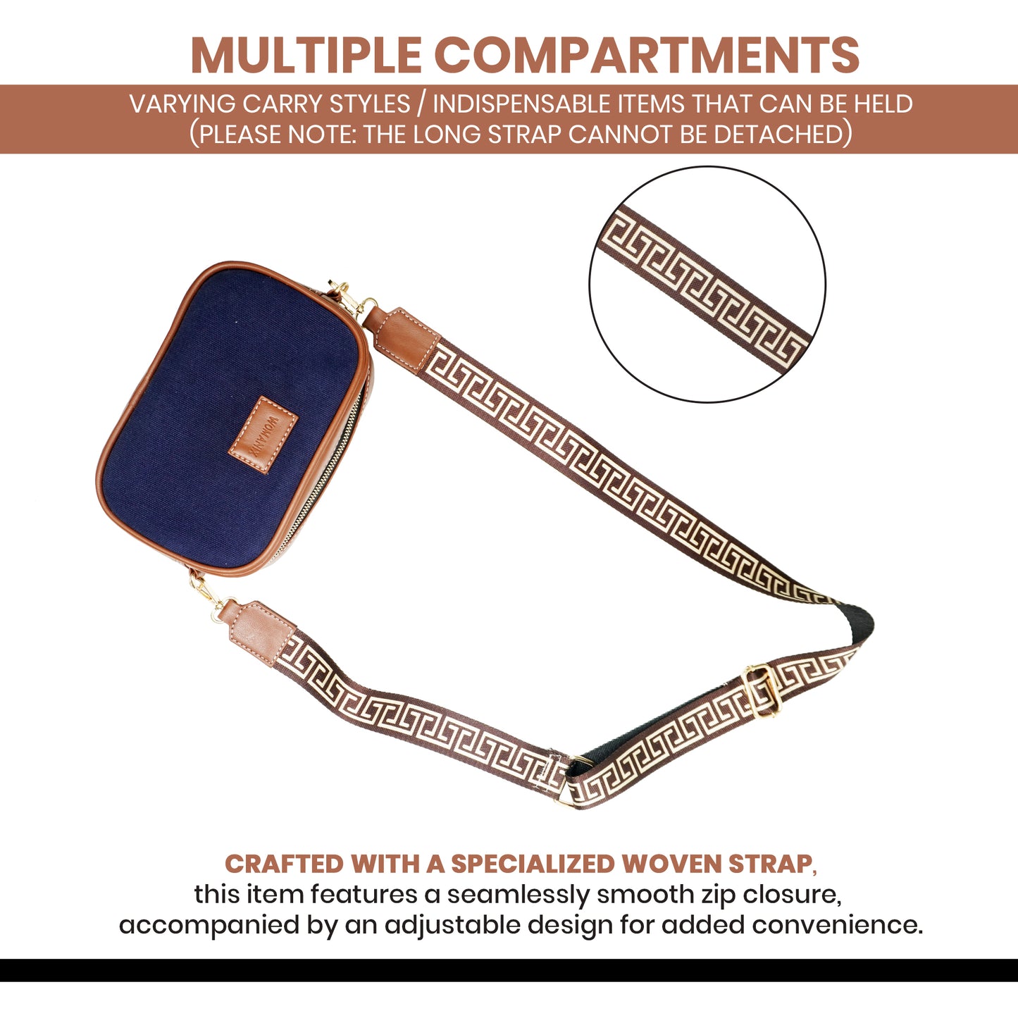 Womanix Canvas Sling Bag, Shoulder Sling Bag with Adjustable Strap