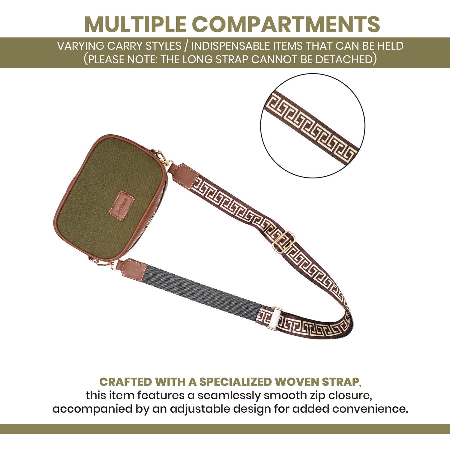 Womanix Canvas Sling Bag, Shoulder Sling Bag with Adjustable Strap