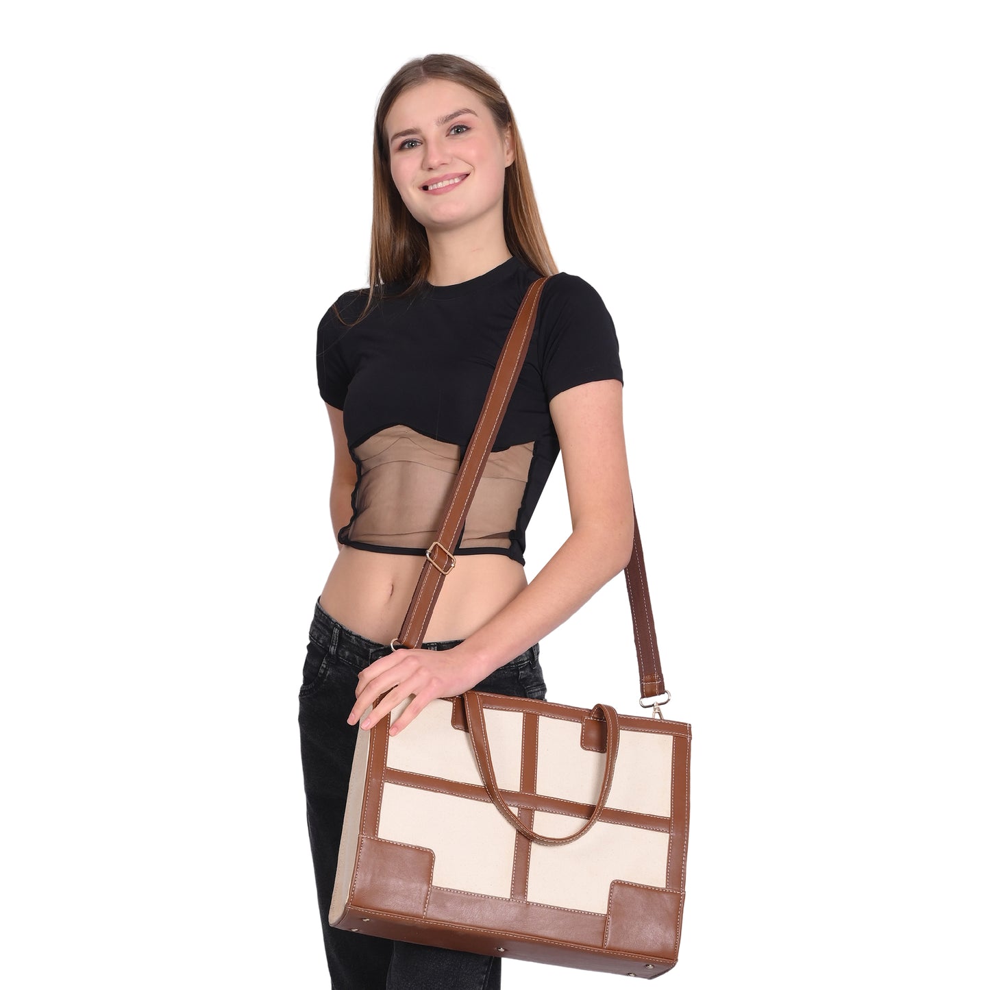 Canvas Laptop Tote Bag 14 inch Casual Briefcase Handbag