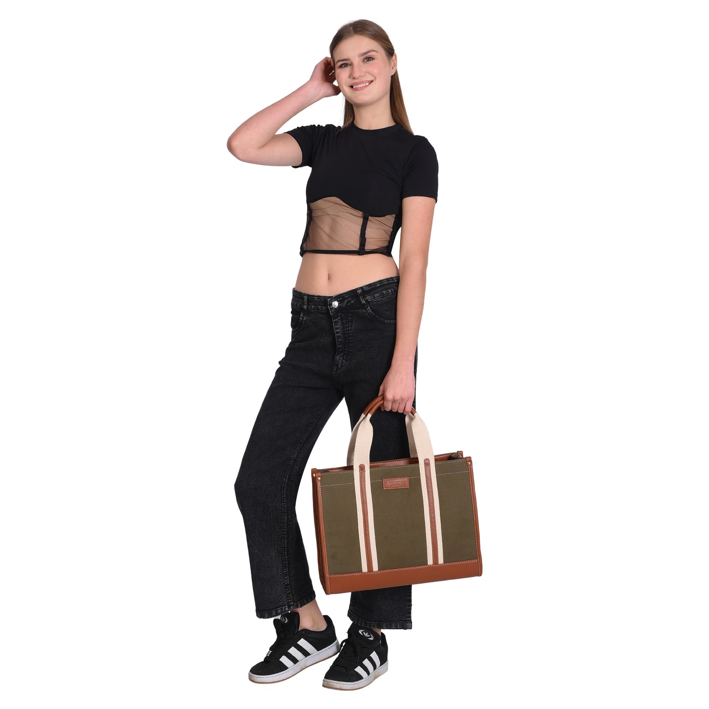 Canvas Laptop Tote Bag 14 inch Casual Briefcase Handbag