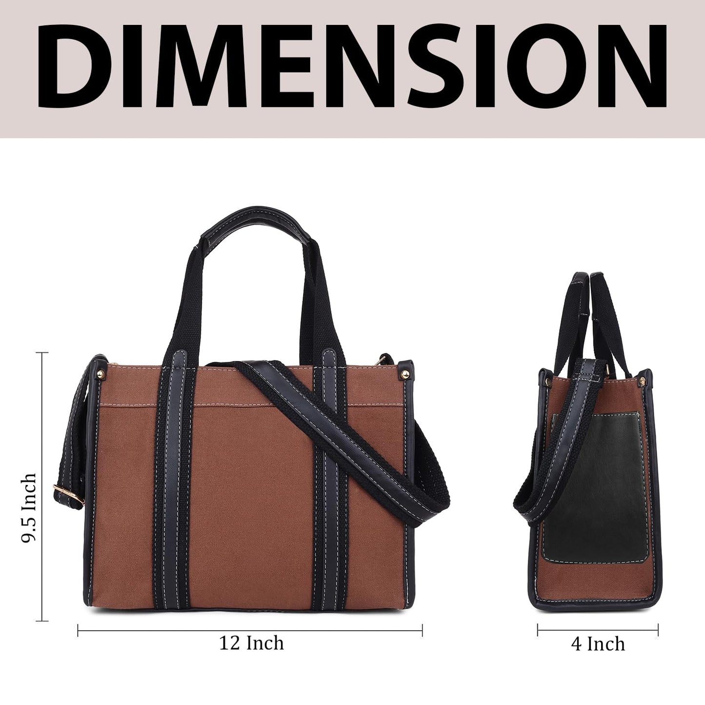 Canvas Laptop Tote Bag 12 inch Casual Small Briefcase Handbag