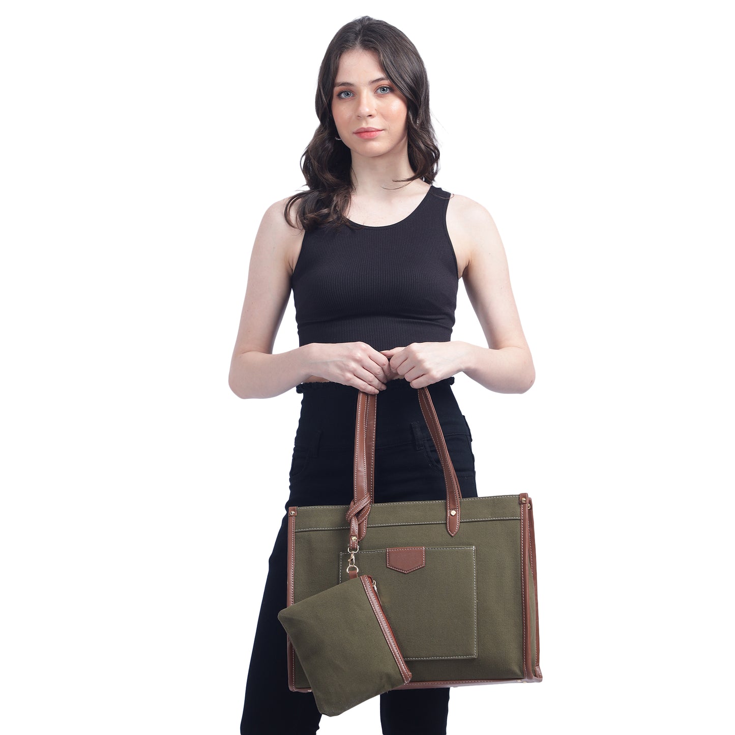 Canvas Laptop Tote Bag 14 inch Casual Briefcase Handbag