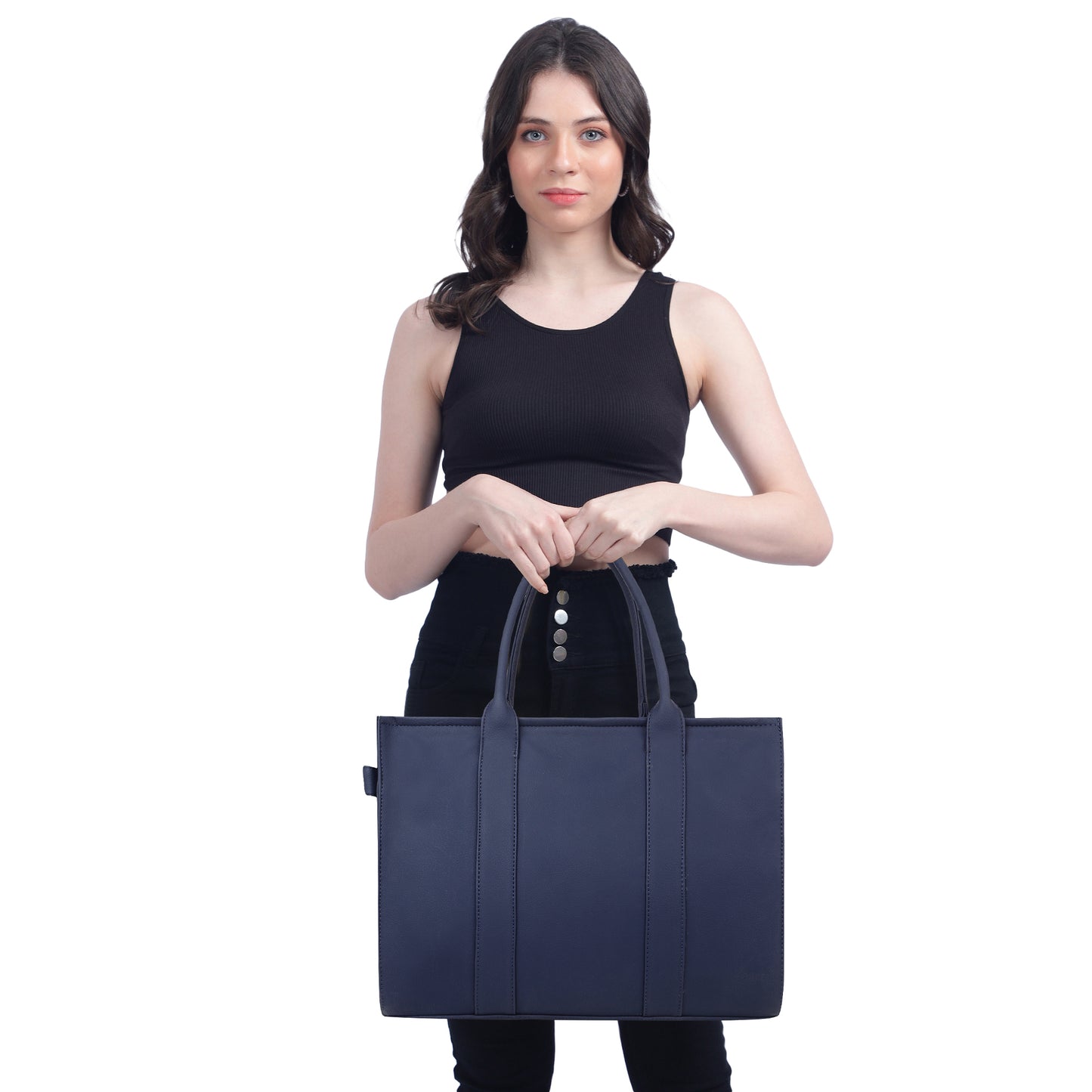 Womens Genuine Faux Leather Laptop Tote Bag, Breifcase Business Bag 14" Laptop Bag (0048))