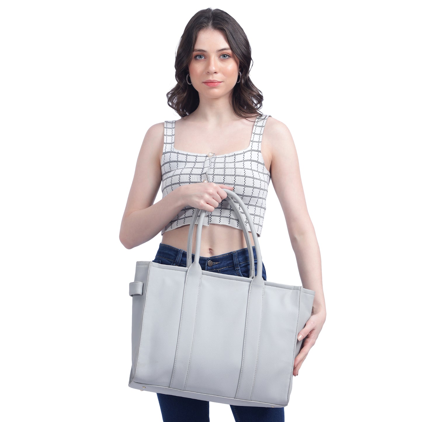 Womens Genuine Faux Leather Laptop Tote Bag, Breifcase Business Bag 14" Laptop Bag (0048))