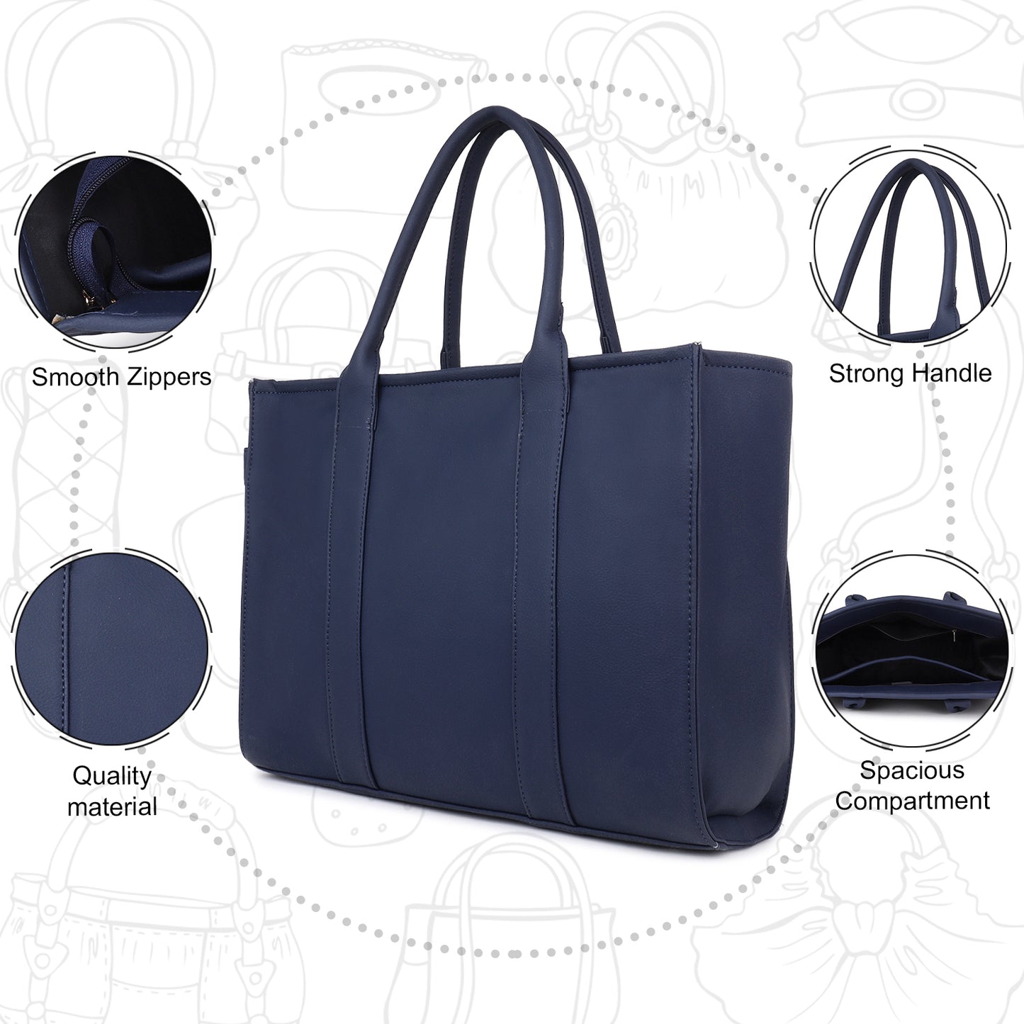 Womens Genuine Faux Leather Laptop Tote Bag, Breifcase Business Bag 14" Laptop Bag (0048))
