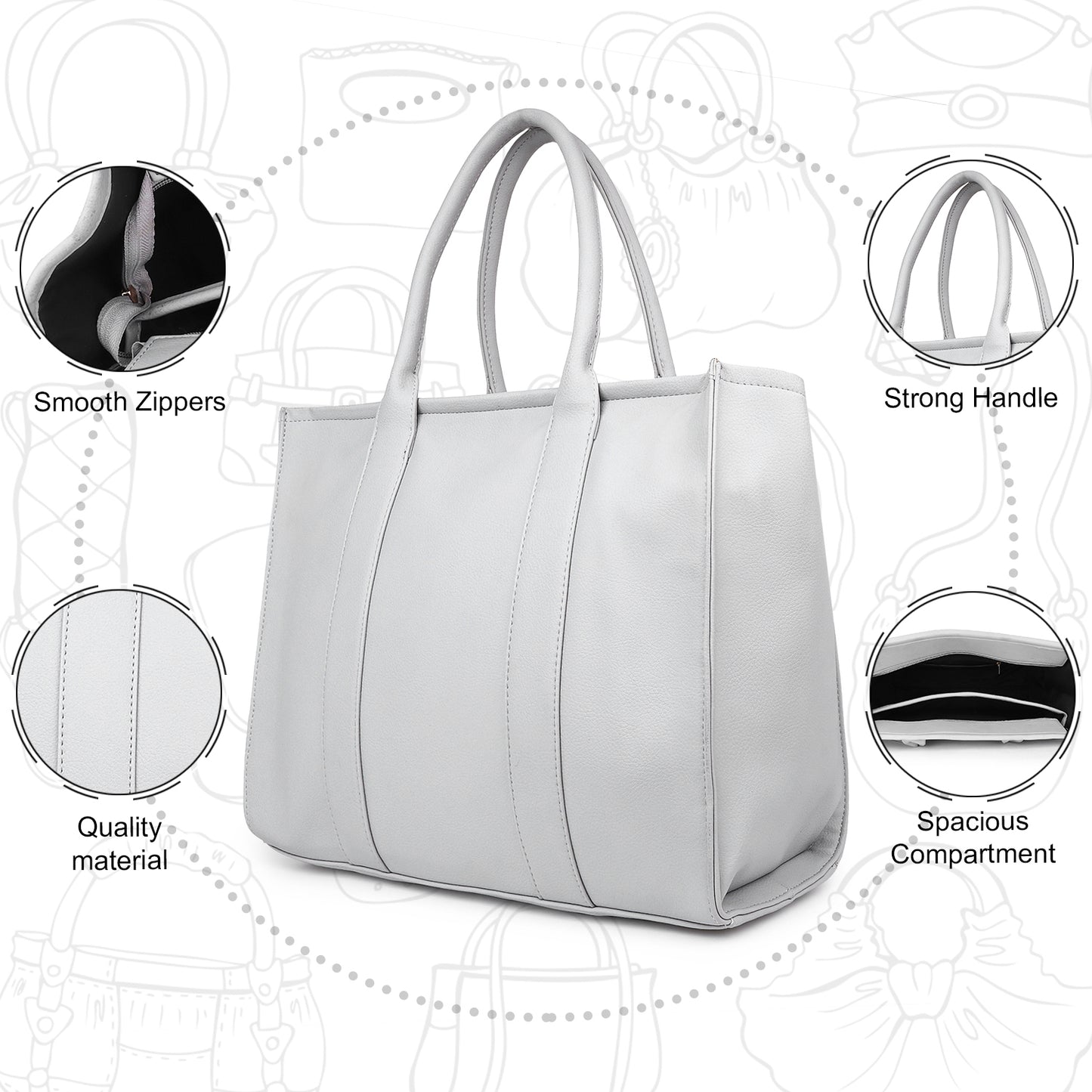 Womens Genuine Faux Leather Laptop Tote Bag, Breifcase Business Bag 14" Laptop Bag (0048))