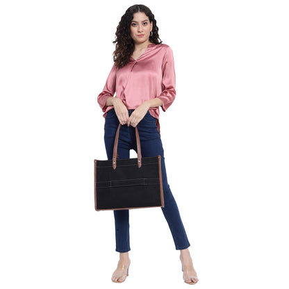 Canvas Laptop Tote Bag 14 inch Casual Briefcase Handbag