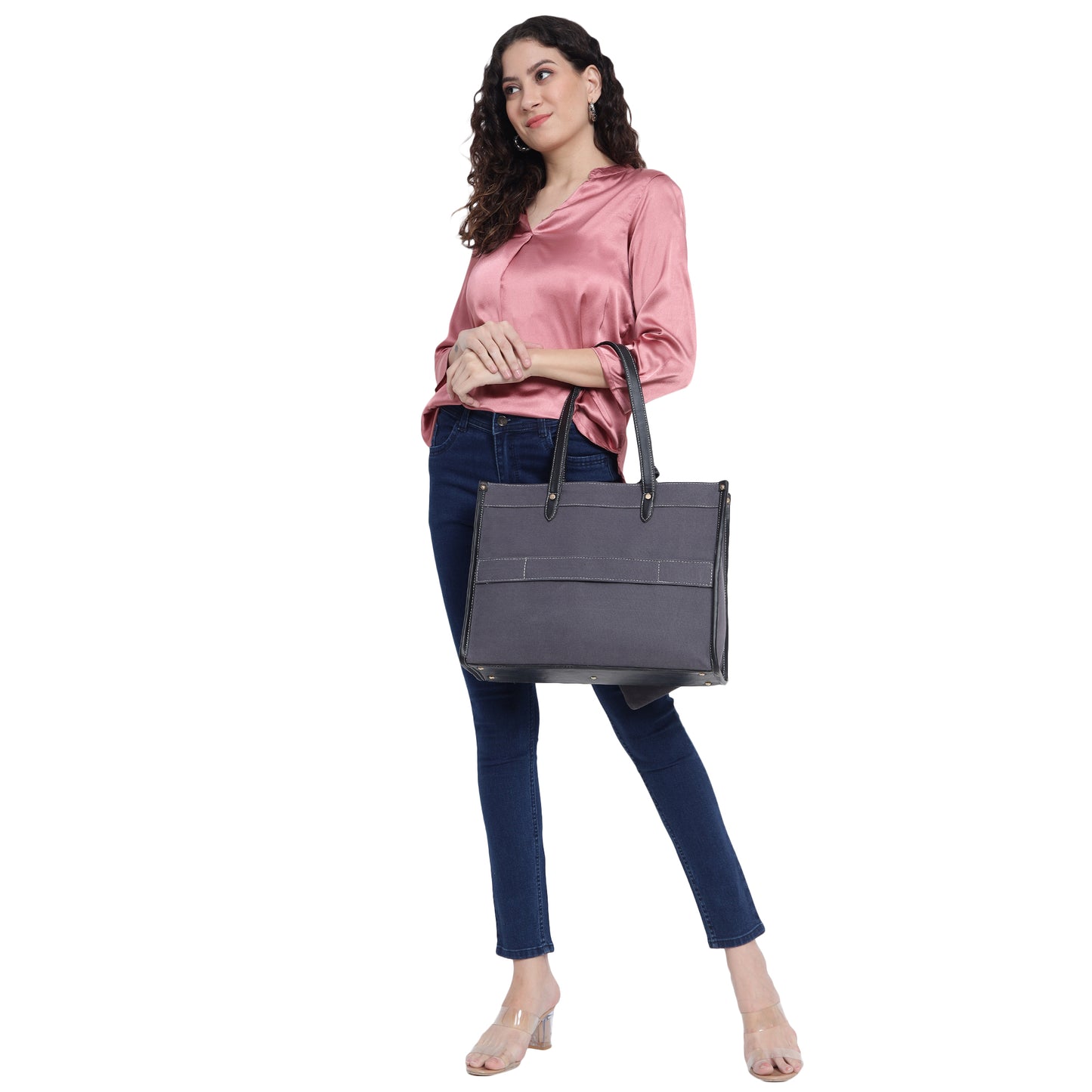 Canvas Laptop Tote Bag 14 inch Casual Briefcase Handbag
