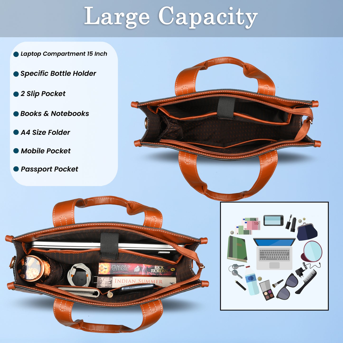 Women PU Laptop Tote bag 14 Inch College Bag Office Bag Briefcase Handbag