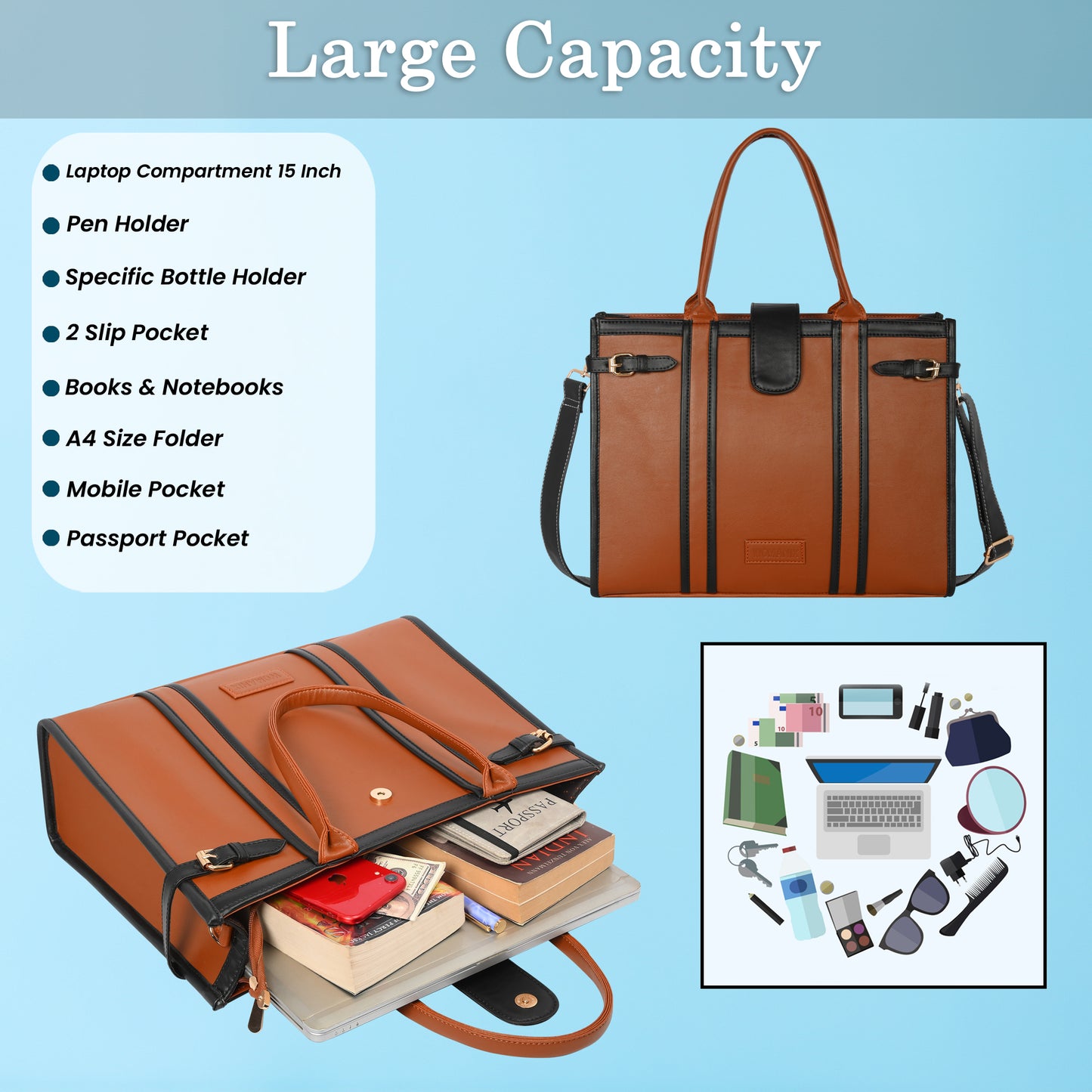 Women PU Laptop Tote bag 15 Inch College Bag Office Bag Briefcase Handbag(0075)
